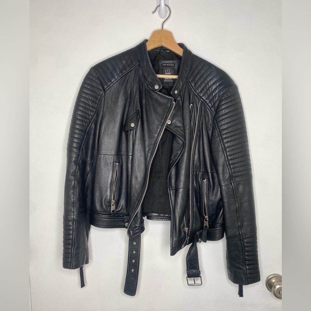 Zara Faux Leather Moto Jacket, Size XXL